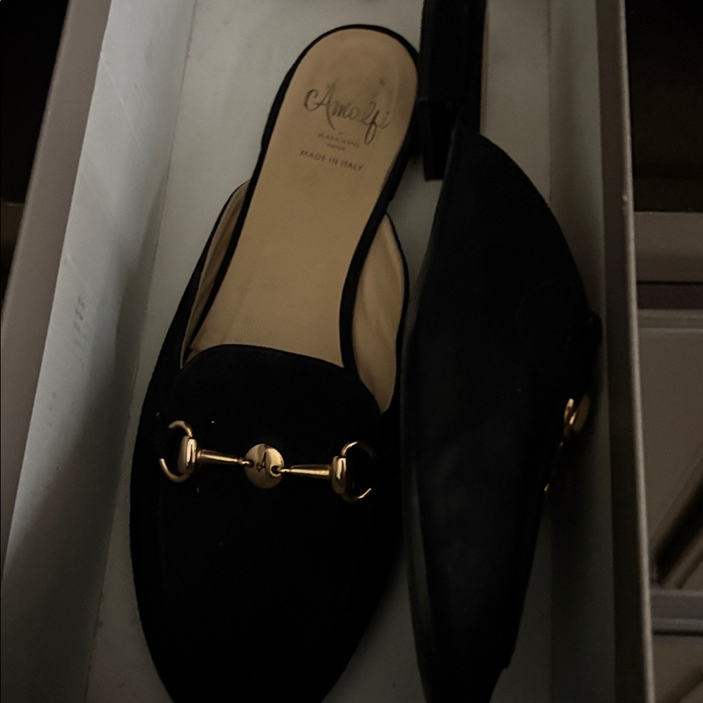 Amalfi by Rangoni Graziosa Horse Bit Flat Mule black suede size 8 - Picture 12 of 12